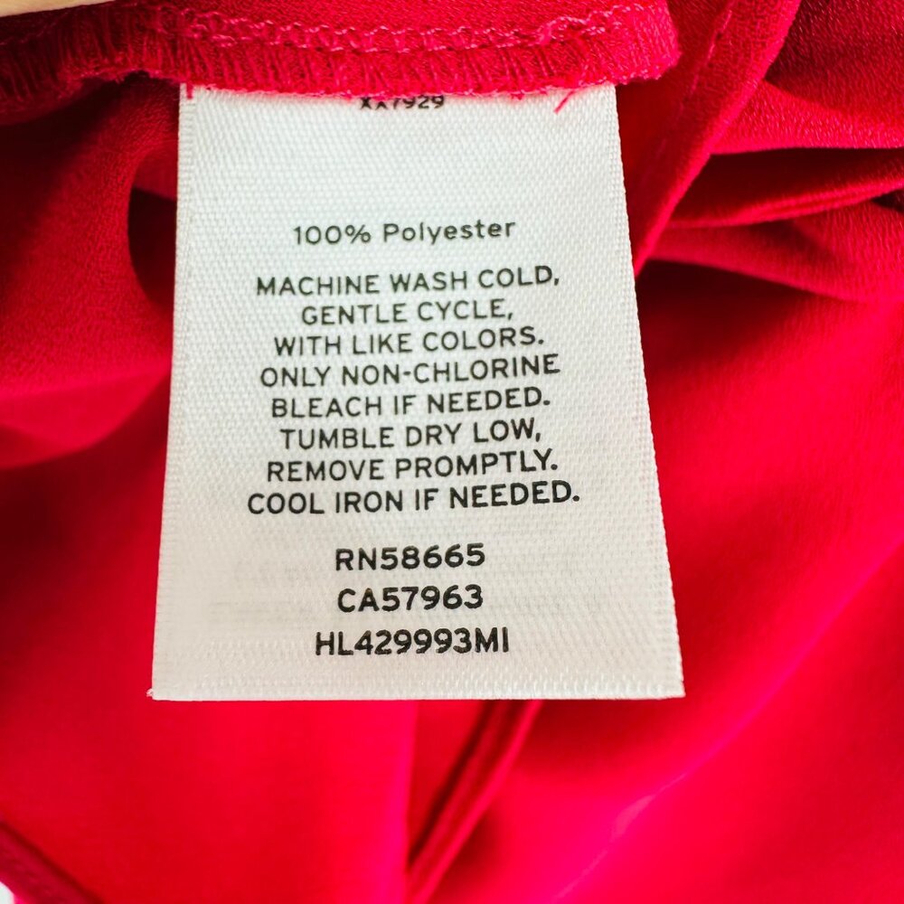 Chelsea 28 Dark Pink V-Neck Sleeveless Button Front Ruched Zip Peplum Blouse XXL - Picture 6 of 8